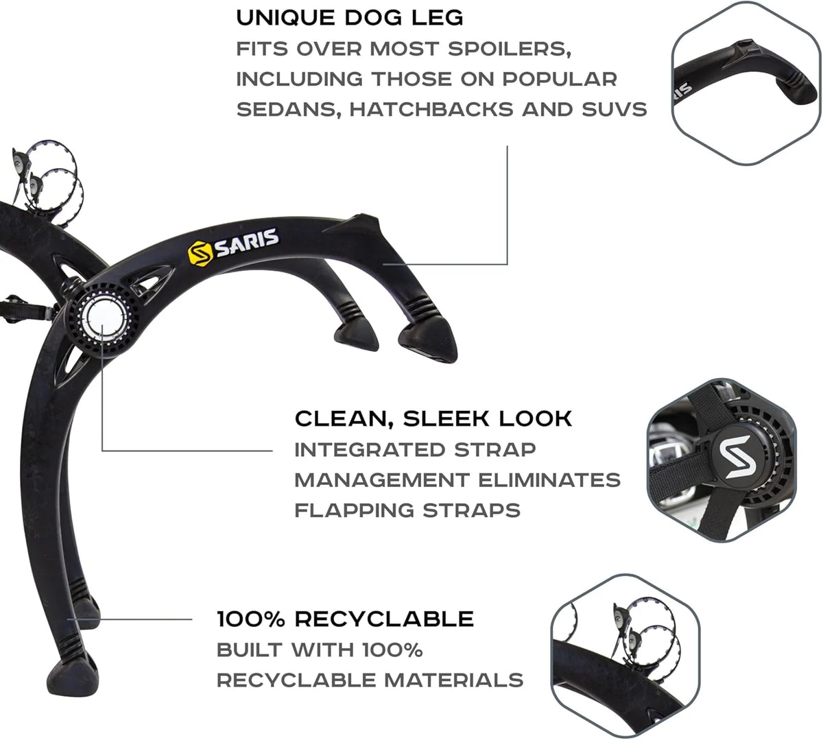 Saris Bones Trunk Rack: 2 Bike, Black