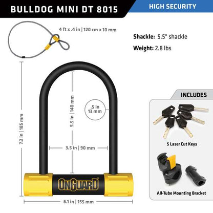 OnGuard 8012 Bulldog Series U-Lock with Cable